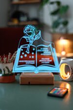 Kişiye Özel 3D Öğretmenler Günü Gül ve Kitap 16 Renk Dekoratif Led Lamba - Görsel 5
