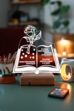Kişiye Özel 3D Öğretmenler Günü Gül ve Kitap 16 Renk Dekoratif Led Lamba - Görsel 7