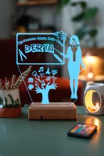 Kişiye Özel Öğretmen ve Sınıf 3D 16 Renk Dekoratif Led Lamba - Görsel 3