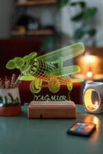 Hediye 3D Pervaneli Uçak 16 Renk Dekoratif Led Lamba
