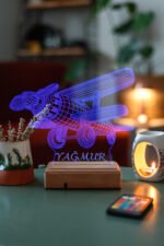 Hediye 3D Pervaneli Uçak 16 Renk Dekoratif Led Lamba - Görsel 2