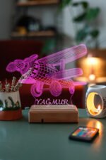 Hediye 3D Pervaneli Uçak 16 Renk Dekoratif Led Lamba - Görsel 7