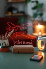 Pilotlara Özel Hediye Uçak 3D Masaüstü 16 Renk Dekoratif Led Lamba - Görsel 2