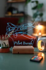 Pilotlara Özel Hediye Uçak 3D Masaüstü 16 Renk Dekoratif Led Lamba - Görsel 4