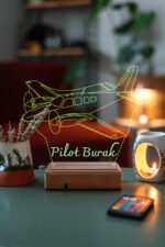 Pilotlara Özel Hediye Uçak 3D Masaüstü 16 Renk Dekoratif Led Lamba - Görsel 5