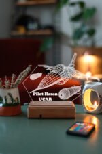 Kişiye Özel F16 Savaş Uçağı 3D 16 Renk Dekoratif Led Lamba