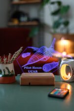 Kişiye Özel F16 Savaş Uçağı 3D 16 Renk Dekoratif Led Lamba - Görsel 2
