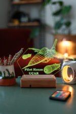 Kişiye Özel F16 Savaş Uçağı 3D 16 Renk Dekoratif Led Lamba - Görsel 3