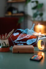 Kişiye Özel F16 Savaş Uçağı 3D 16 Renk Dekoratif Led Lamba - Görsel 4