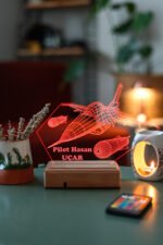 Kişiye Özel F16 Savaş Uçağı 3D 16 Renk Dekoratif Led Lamba - Görsel 6