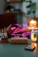 Kişiye Özel F16 Savaş Uçağı 3D 16 Renk Dekoratif Led Lamba - Görsel 7