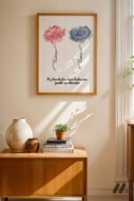 Kardeşlere Özel Çiçek İllüstrasyonlu Poster Duvar Tablosu, Sevdiklerinize Özel Hediye - Görsel 4