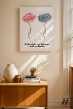 Kardeşlere Özel Çiçek İllüstrasyonlu Poster Duvar Tablosu, Sevdiklerinize Özel Hediye - Görsel 8