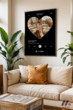 Kişiye Özel Kalp Fotoğraflı Müzik Posteri Duvar Tablosu, Sevdiklerinize Özel Hediye - Görsel 3