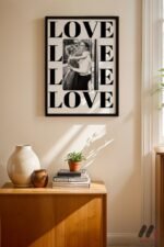 Kişiye Özel LOVE Tipografi Fotoğraflı Poster Duvar Tablosu, Sevdiklerinize Özel Hediye