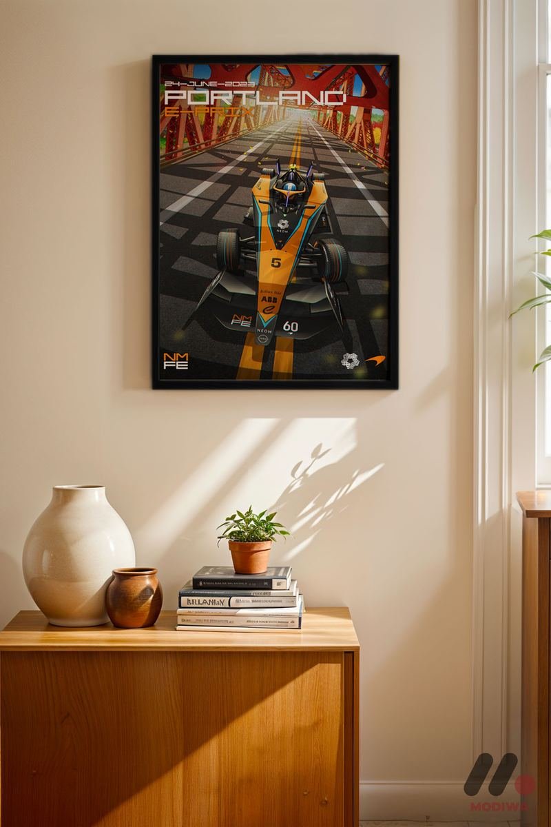 MDW-TBL-1001_AB4 Portland Yarış Pisti Afişi Duvar Tablosu, Oto Severlere Özel Hediye - Görsel 1