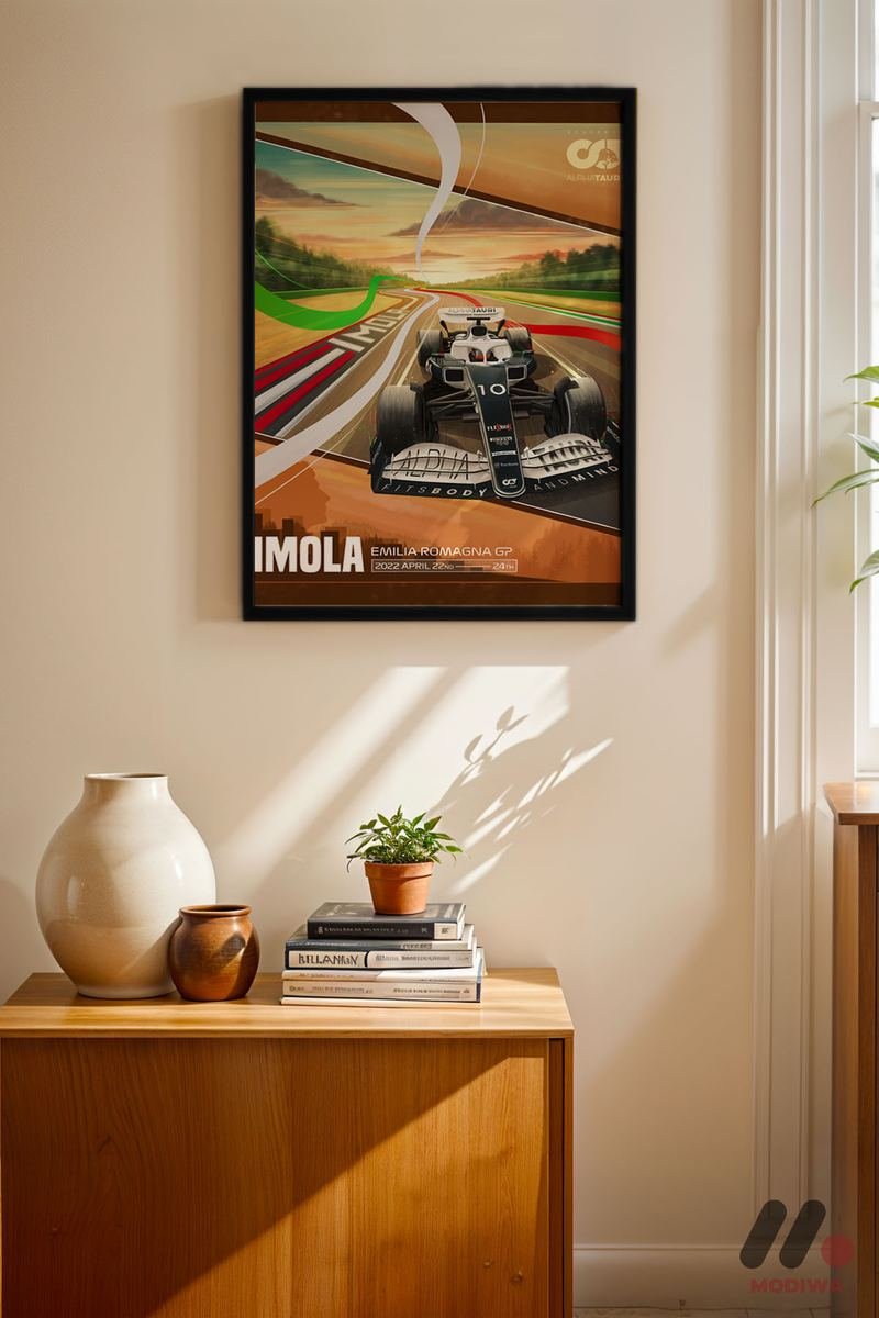 MDW-TBL-1024_AB4 Imola Grand Prix Afişi Duvar Tablosu, Oto Severlere Özel Hediye - Görsel 1
