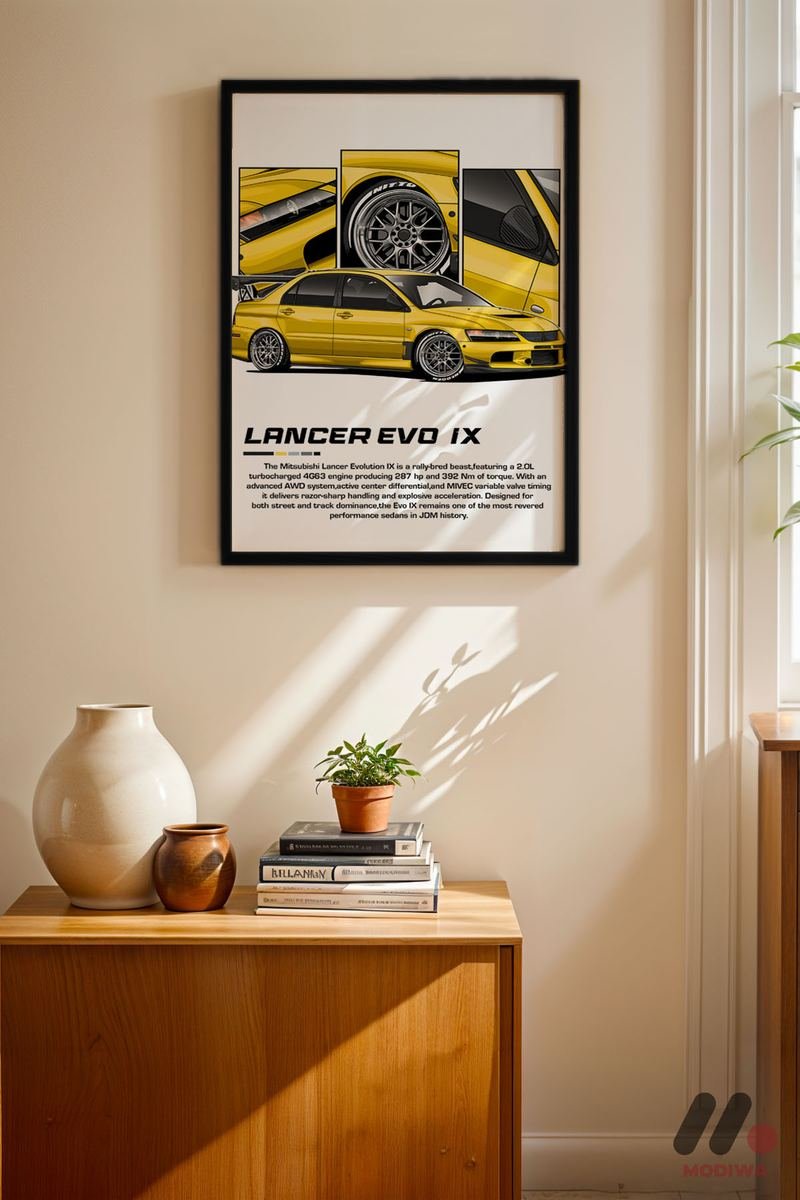 MDW-TBL-1048_AB4 Mitsubishi Lancer Evo IX JDM Poster Duvar Tablosu, Oto Severlere Özel Hediye - Görsel 1