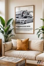 Honda Civic EK9 JDM Araba Posteri Duvar Tablosu, Oto Severlere Özel Hediye - Görsel 6