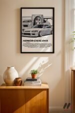 Honda Civic EK9 JDM Araba Posteri Duvar Tablosu, Oto Severlere Özel Hediye