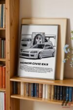 Honda Civic EK9 JDM Araba Posteri Duvar Tablosu, Oto Severlere Özel Hediye - Görsel 2