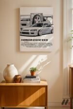 Honda Civic EK9 JDM Araba Posteri Duvar Tablosu, Oto Severlere Özel Hediye - Görsel 8