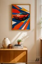 Kırmızı Yarış Arabası Pop Art Duvar Tablosu, Oto Severlere Özel Hediye - Görsel 4