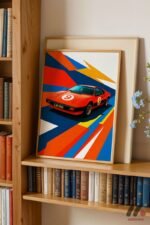 Kırmızı Yarış Arabası Pop Art Duvar Tablosu, Oto Severlere Özel Hediye - Görsel 5