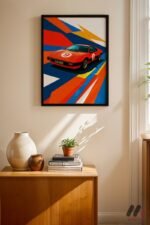 Kırmızı Yarış Arabası Pop Art Duvar Tablosu, Oto Severlere Özel Hediye