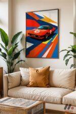 Kırmızı Yarış Arabası Pop Art Duvar Tablosu, Oto Severlere Özel Hediye - Görsel 3