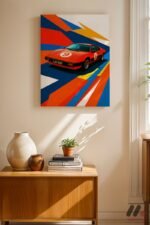 Kırmızı Yarış Arabası Pop Art Duvar Tablosu, Oto Severlere Özel Hediye - Görsel 8