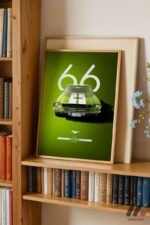 Ford Mustang 1966 Yeşil Poster Duvar Tablosu, Oto Severlere Özel Hediye - Görsel 5