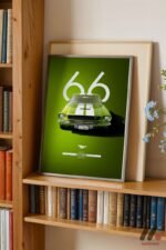 Ford Mustang 1966 Yeşil Poster Duvar Tablosu, Oto Severlere Özel Hediye - Görsel 2