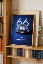 Ford Mustang 1966 Mavi Poster Duvar Tablosu, Oto Severlere Özel Hediye - Görsel 5