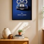 Ford Mustang 1966 Mavi Poster Duvar Tablosu, Oto Severlere Özel Hediye