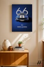 Ford Mustang 1966 Mavi Poster Duvar Tablosu, Oto Severlere Özel Hediye - Görsel 8