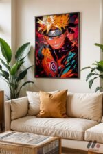 Naruto Ateş Efektli Anime Poster Duvar Tablosu, Anime Severlere Özel Hediye - Görsel 3