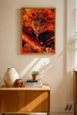 Demon Slayer Rengoku Anime Poster Duvar Tablosu, Anime Severlere Özel Hediye - Görsel 4