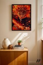 Demon Slayer Rengoku Anime Poster Duvar Tablosu, Anime Severlere Özel Hediye