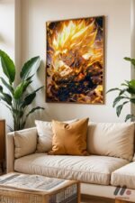 Dragon Ball Super Saiyan Poster Duvar Tablosu, Anime Severlere Özel Hediye - Görsel 6