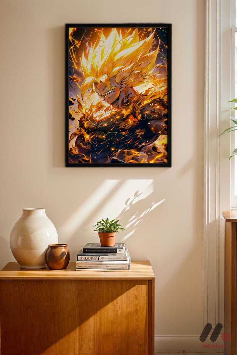 MDW-TBL-1070_AB4 Dragon Ball Super Saiyan Poster Duvar Tablosu, Anime Severlere Özel Hediye - Görsel 1
