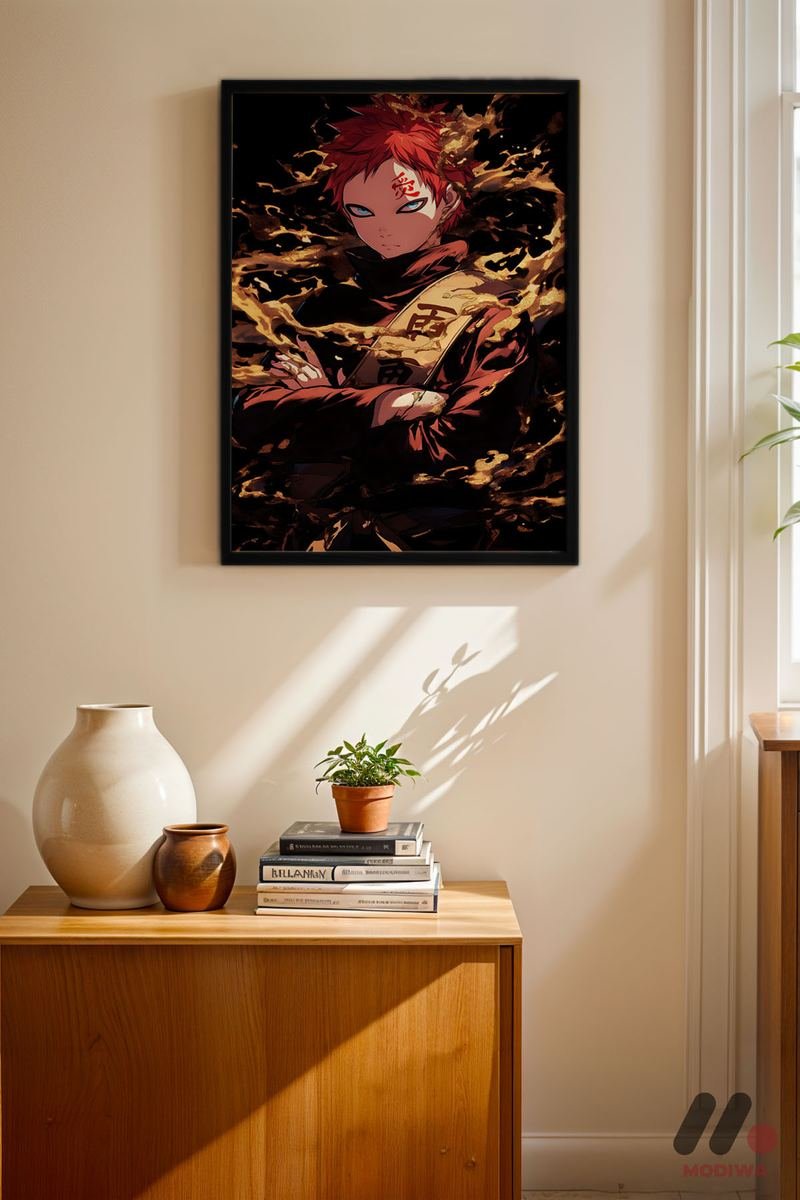 MDW-TBL-1072_AB4 Naruto Gaara Anime Poster Duvar Tablosu, Anime Severlere Özel Hediye - Görsel 1