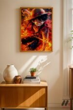 One Piece Luffy Ateş Poster Duvar Tablosu, Anime Severlere Özel Hediye - Görsel 4