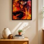 One Piece Luffy Ateş Poster Duvar Tablosu, Anime Severlere Özel Hediye