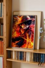 One Piece Luffy Ateş Poster Duvar Tablosu, Anime Severlere Özel Hediye - Görsel 2