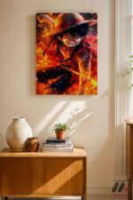 One Piece Luffy Ateş Poster Duvar Tablosu, Anime Severlere Özel Hediye - Görsel 8