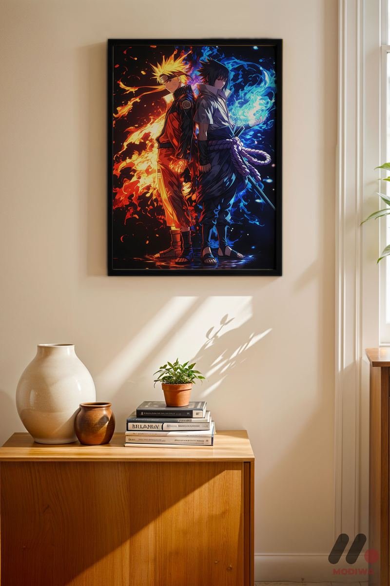 MDW-TBL-1082_AB4 Naruto ve Sasuke İkili Poster Duvar Tablosu, Anime Severlere Özel Hediye - Görsel 1