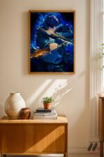Demon Slayer Mavi Kılıç Poster Duvar Tablosu, Anime Severlere Özel Hediye - Görsel 4