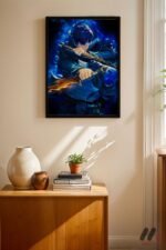 Demon Slayer Mavi Kılıç Poster Duvar Tablosu, Anime Severlere Özel Hediye