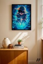 One Piece Mavi Enerji Poster Duvar Tablosu, Anime Severlere Özel Hediye